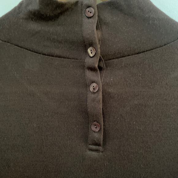 Balla Valentina Wool Blend Chocolate Mocha Brown Turtleneck Button Back Size 14 - Picture 4 of 5